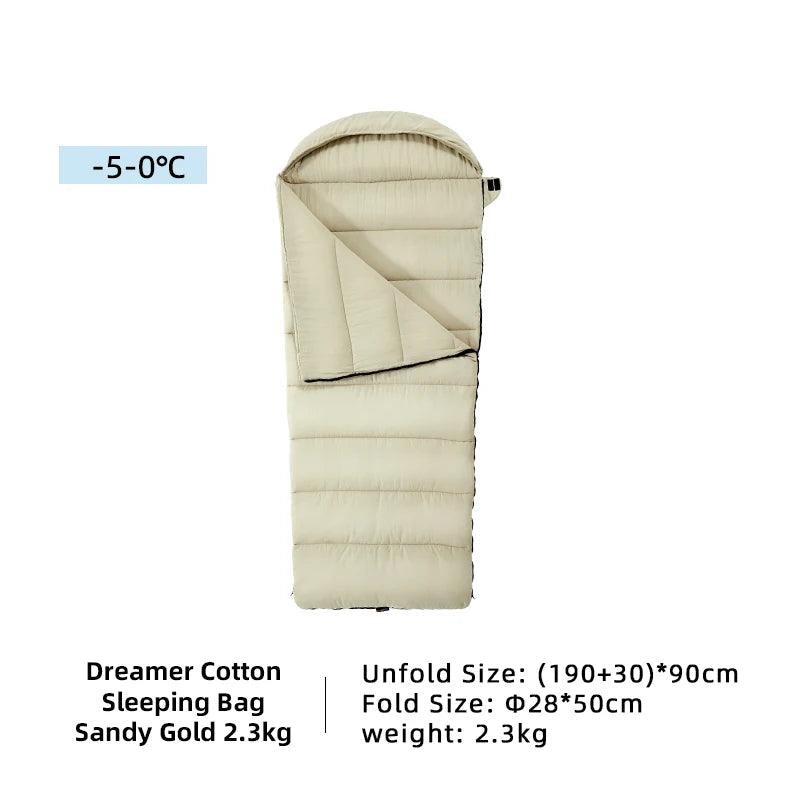 Sleeping Bag Portable Outdoor Camping Quilt Envelope Style Warm - Sandy Gold