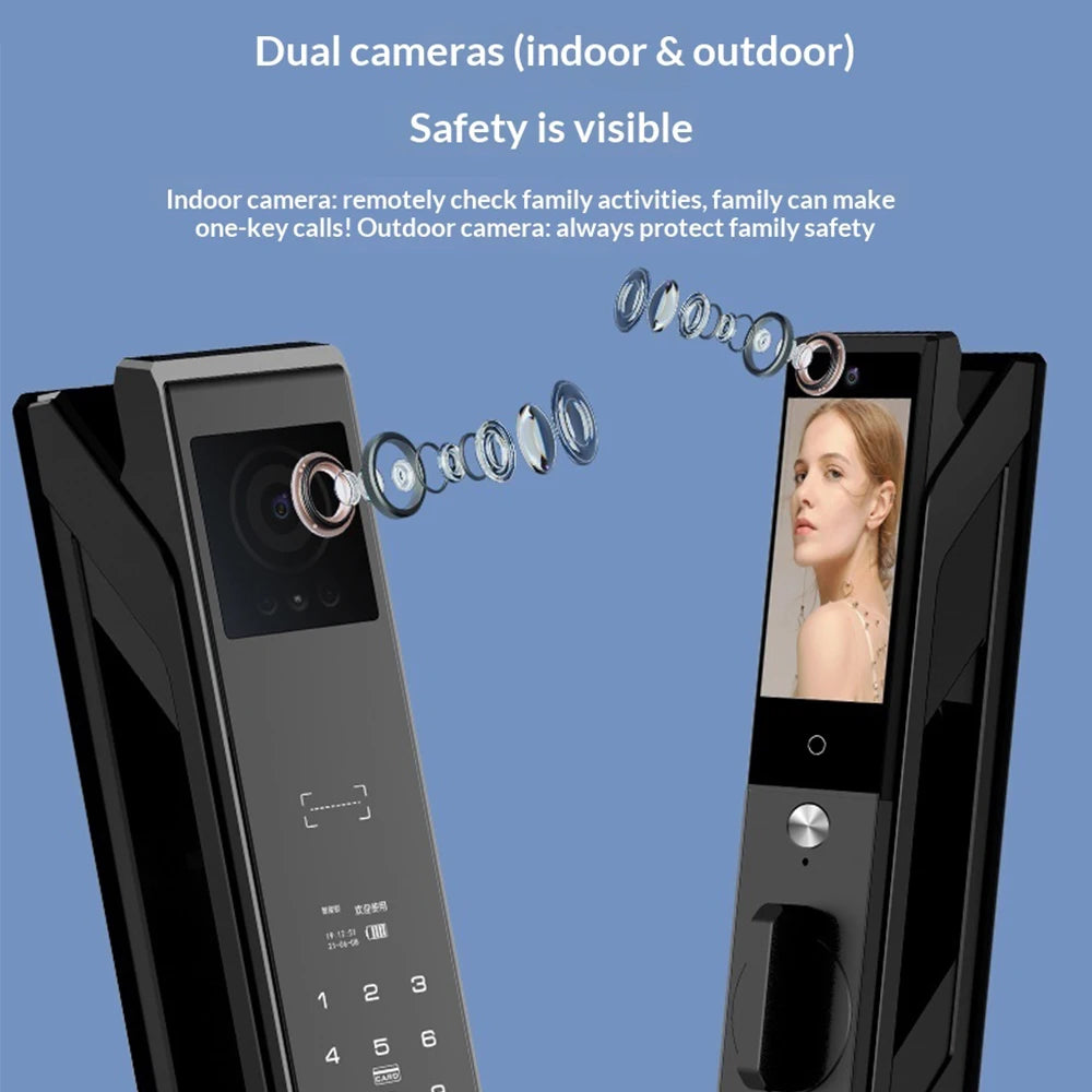 Smart Door Lock 3D Face Recognition WiFi Video Intercom Fingerprint Keyless Entry