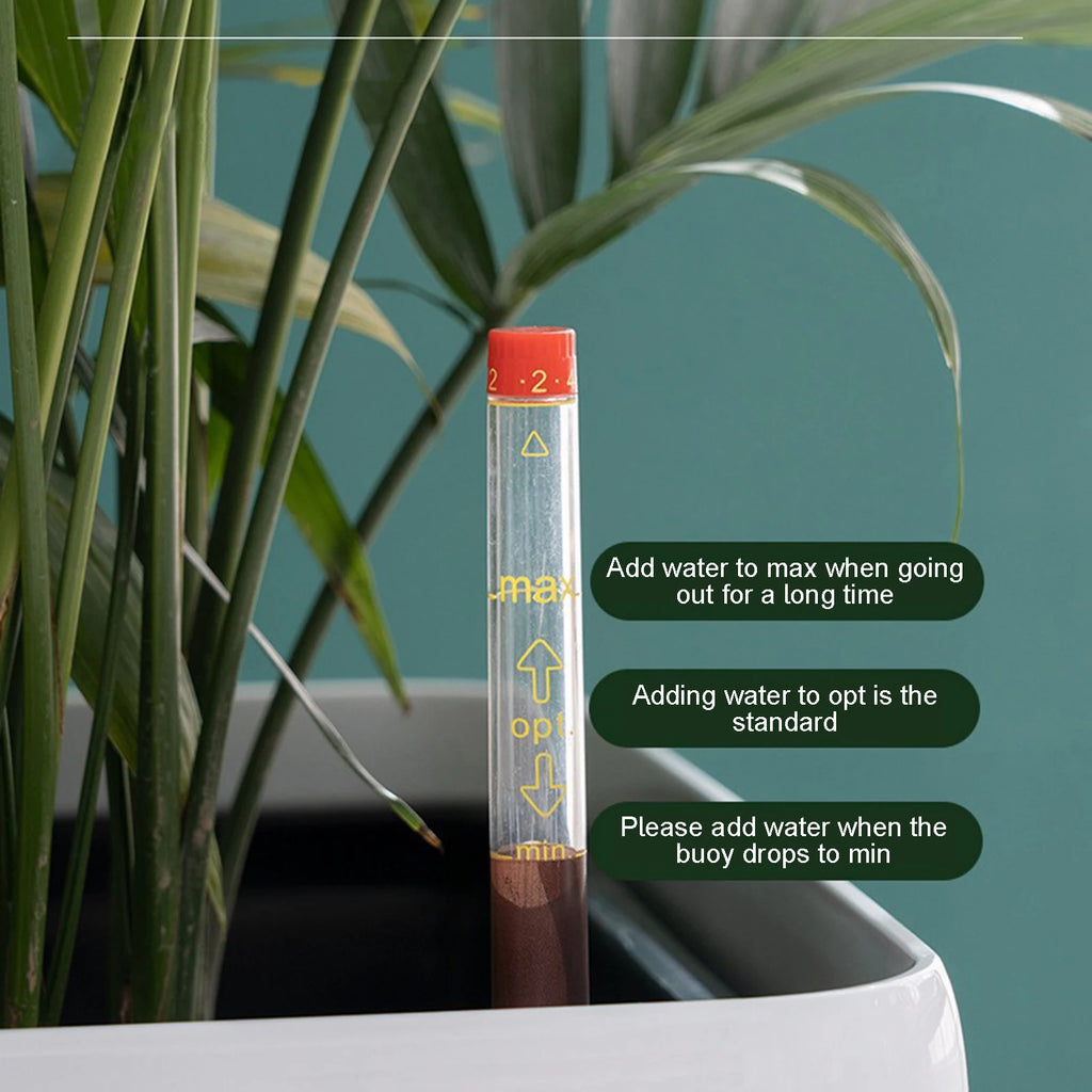 Self-Watering Planter 14cm Plastic Flower Pot With Water Level Indicator – Brown