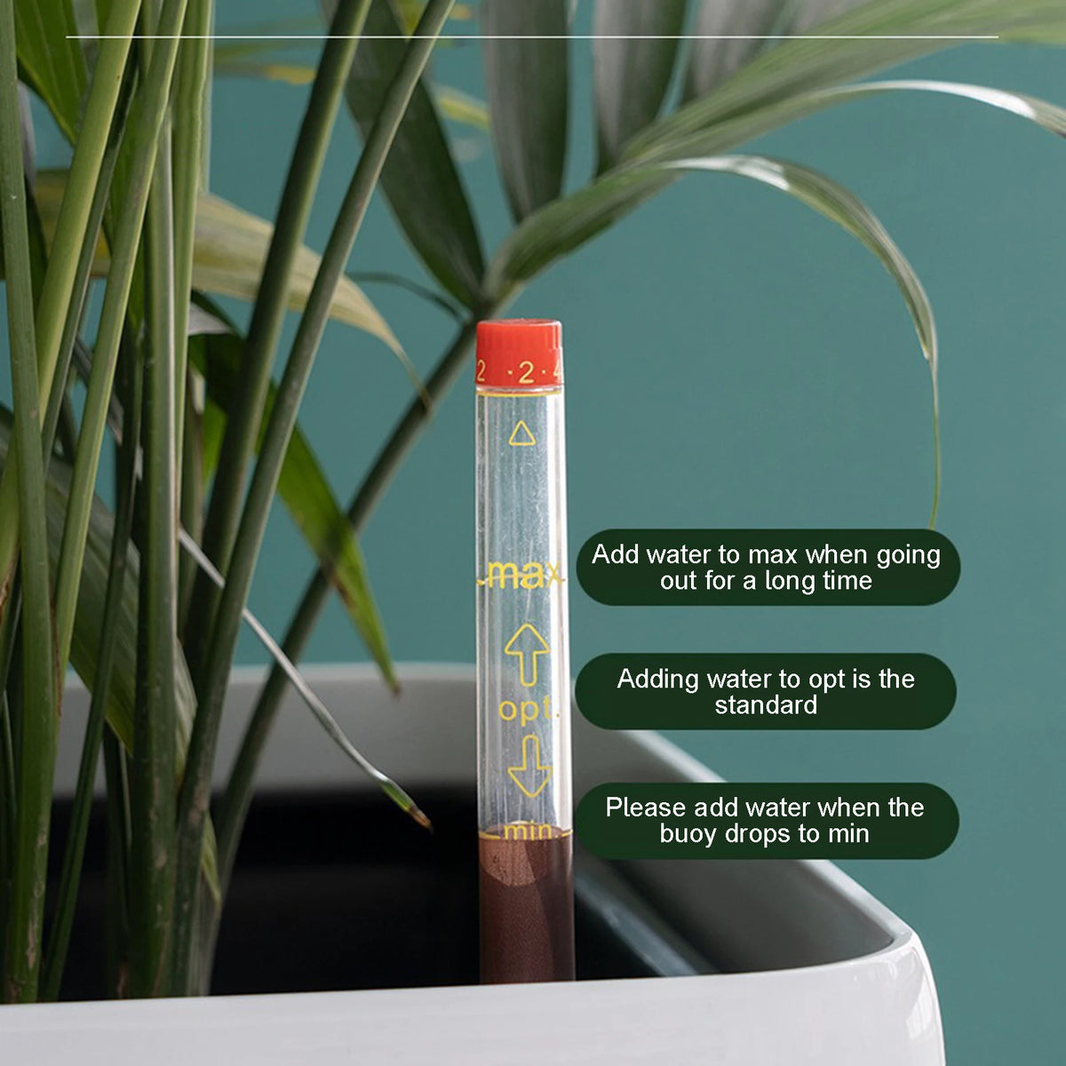 Self-Watering Planter 14cm Plastic Flower Pot With Water Level Indicator – Brown