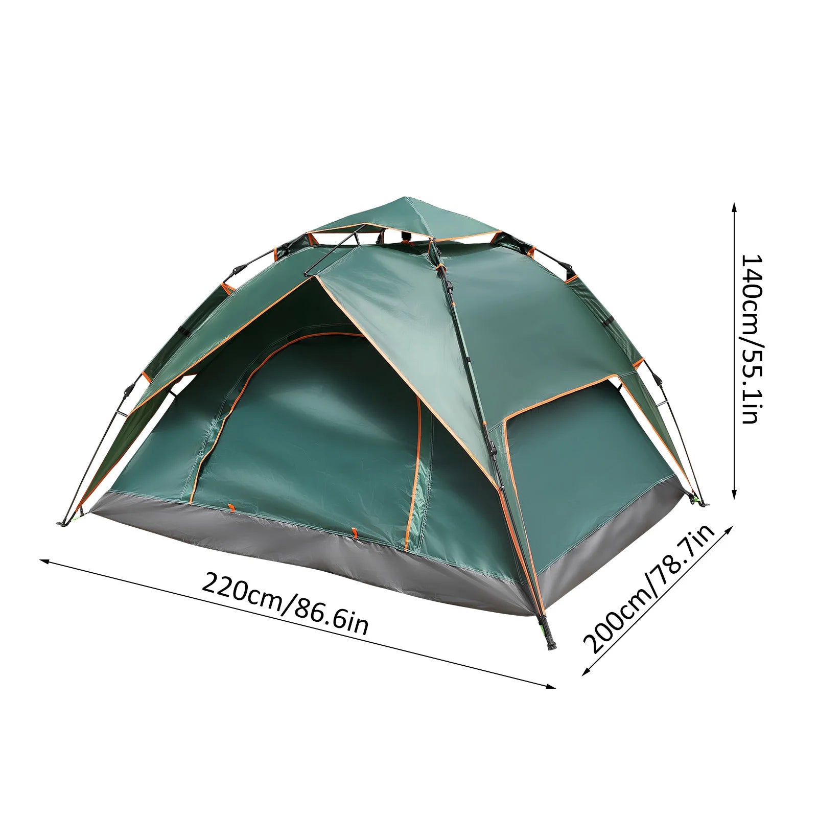Pop Up Camping Tent 4 Person Double Layer Waterproof Automatic - Green