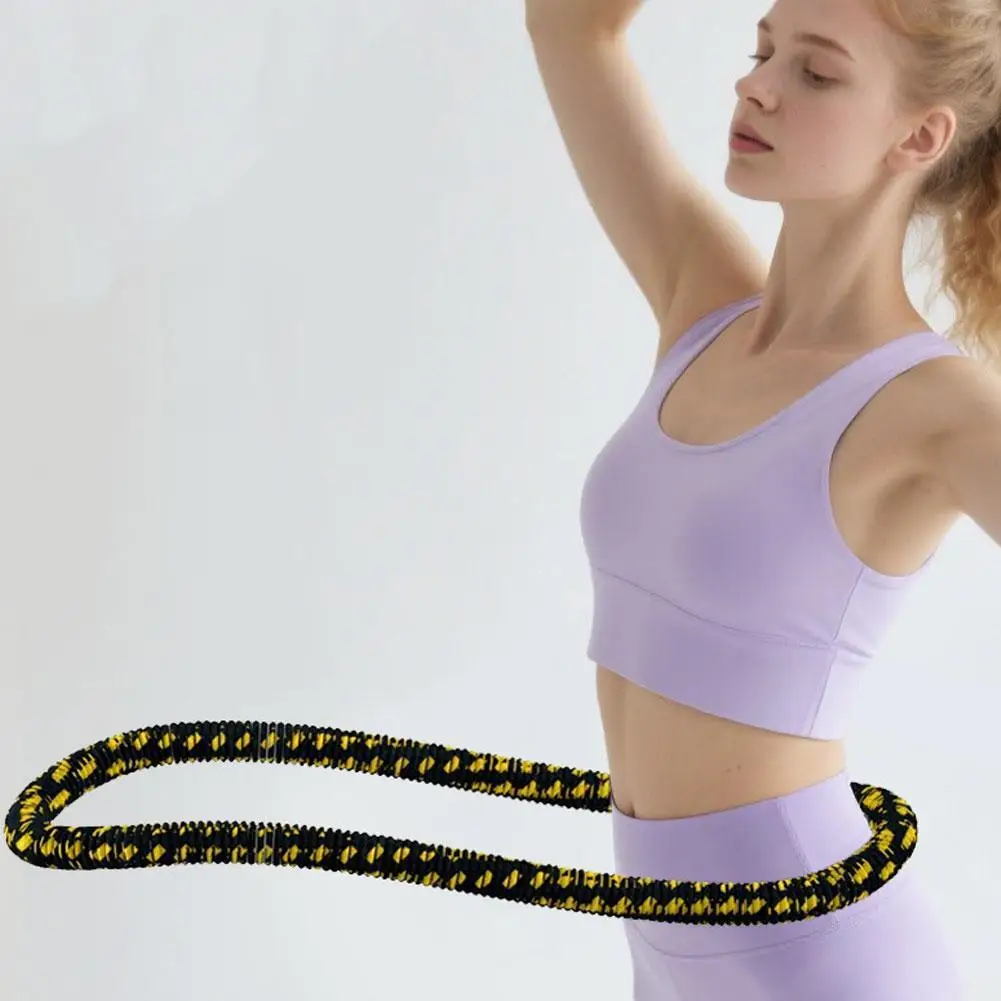 Weighted Fitness Circle Soft Spring Portable Hula Hoop 1.3kg Waist Training Exercise Ring - Black