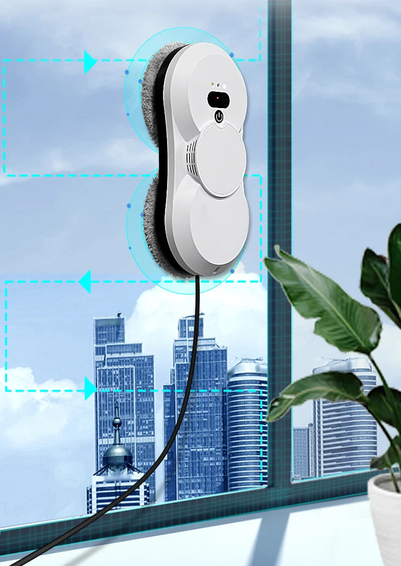 Window Cleaning Robot Automatic Water Spray Glass Cleaner with Remote Control – White