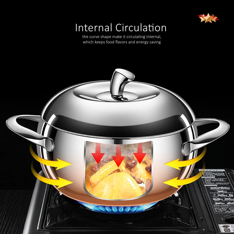 304 Stainless Steel Stock Pot 20cm 3.2L Apple Shape Soup Stewing Pot with Lid