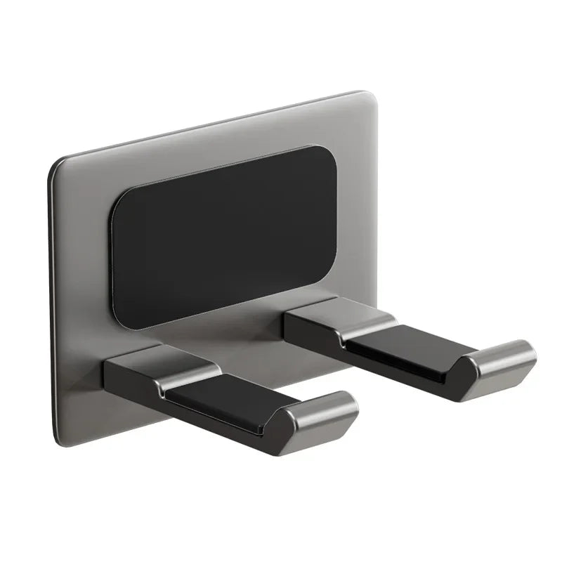 Wall Mounted Hair Dryer Holder Aluminum Alloy Bathroom Storage Rack - Grey