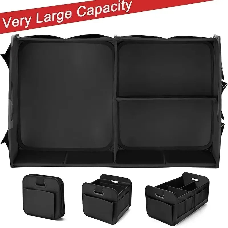 Collapsible Car Trunk Storage Organizer 60cm 3 Compartment Oxford Fabric SUV - Grey