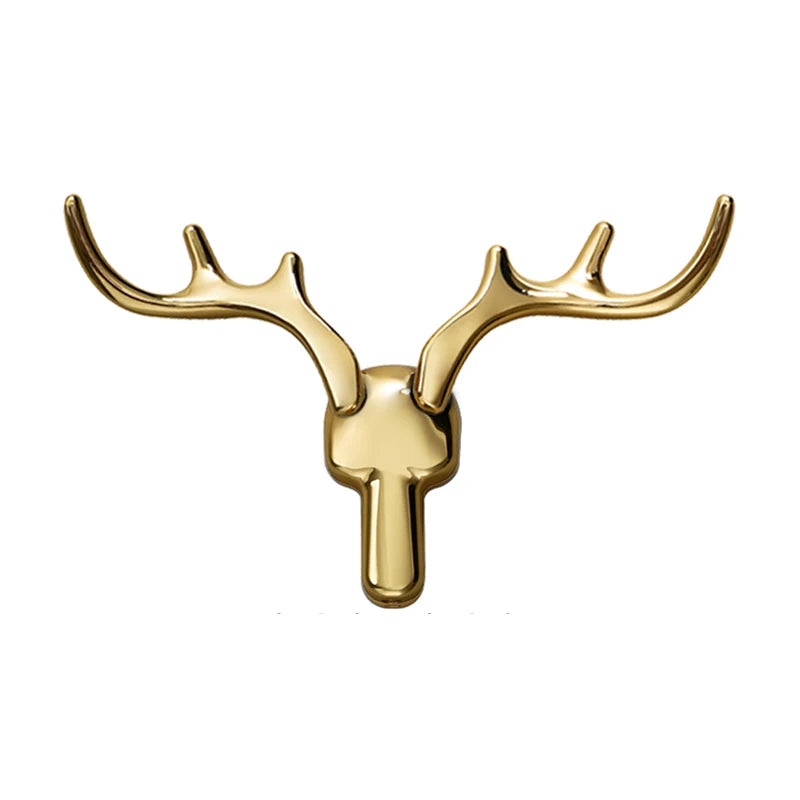 Gold Deer Antler Wall Hook Zinc Alloy Coat Rack for Clothes Hats Bags Towels and Keys
