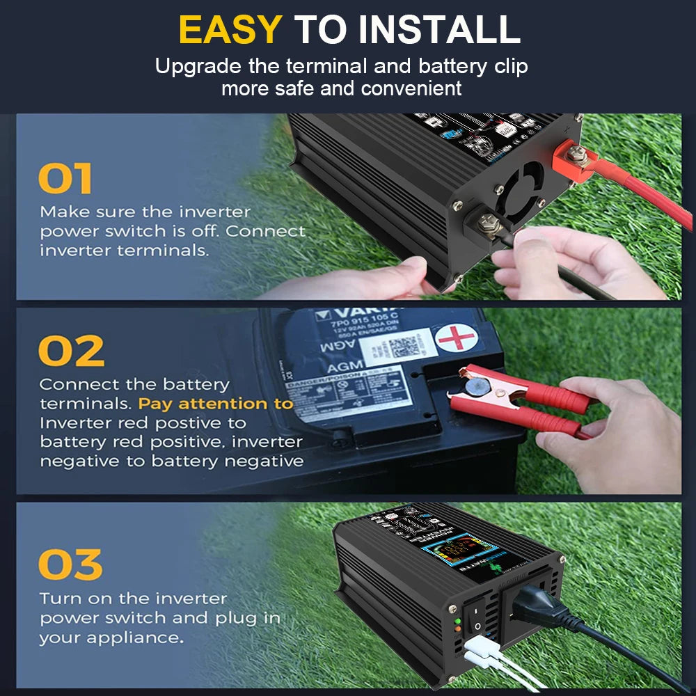 Solar Panel Kit 6000W Inverter 2 × 300W Folding Solar Panels 30A Controller 12V to 220V – Yellow