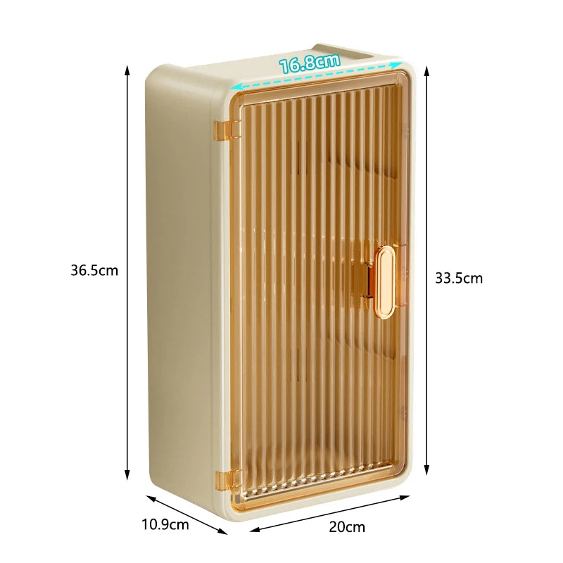 Wall Mounted Waterproof Bathroom Tissue Box Storage Shelf Toiletry Organiser No Partition – Yellow