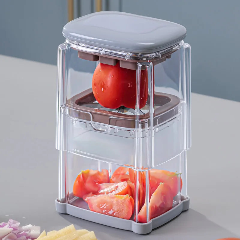 French Fry Cutter Vegetable Slicer with 4 Stainless Steel Blades Manual Potato Chip Maker – Grey