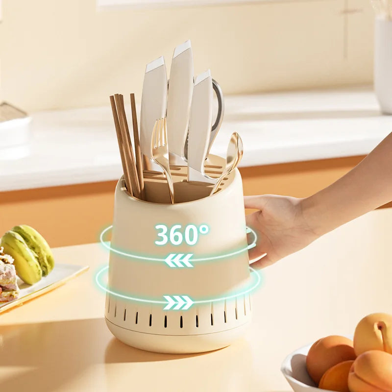 Multi-Functional Chopsticks Draining Holder PP Kitchen Utensil Storage Box - White