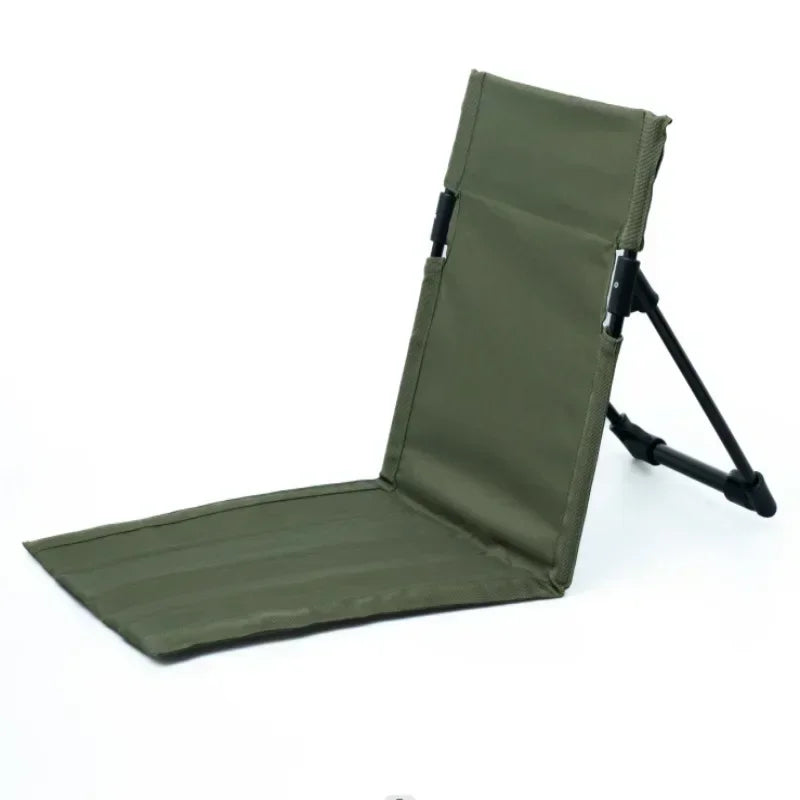 Ultra-Light Folding Floor Chair Portable Camping Beach Seat with Aluminium Alloy Frame – Army Green