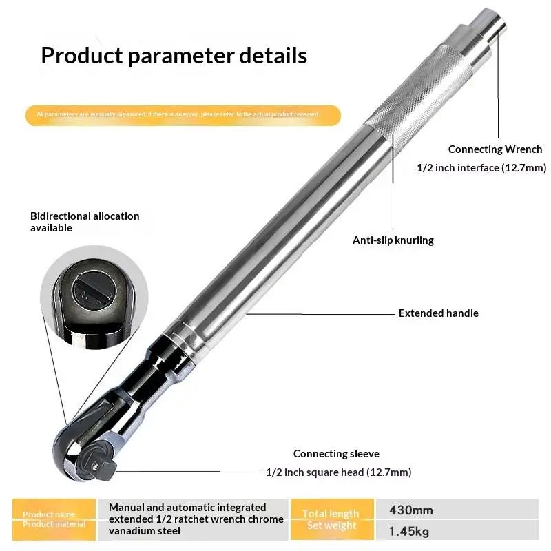 Extension Wrench Portable Heavy Duty 2 in 1 Ratchet Alignment Adjustment Tool with Extended Handle