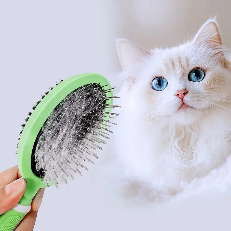 Pet Grooming Comb Double Sided Stainless Steel Deshedding Brush Coat Care Tool for Dogs and Cats