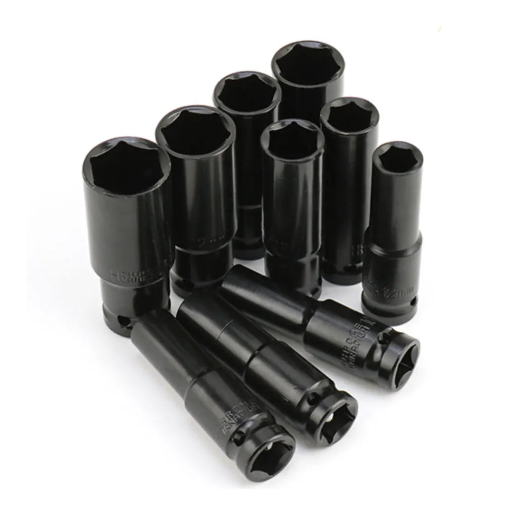 1/2" Drive Socket Set 15PCS Metric Deep Sockets 6-Point Impact with Portable Storage Case