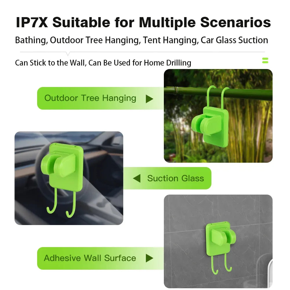 Portable Camping Shower Pump RV Outdoor Shower Kit with Digital Display Adjustable 6000mAh - Green