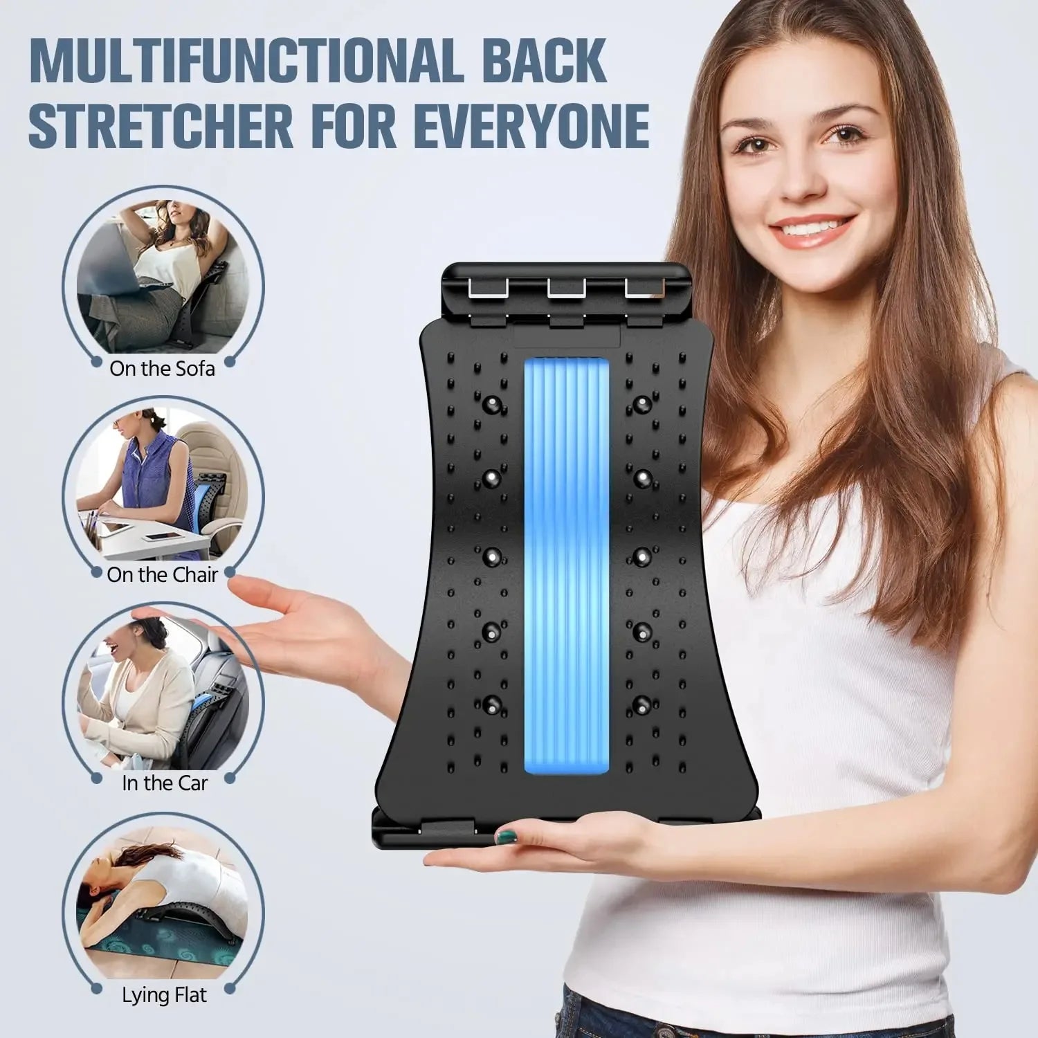 Back Stretcher Adjustable Multi Level Spine Support Board Portable Lumbar Trainer