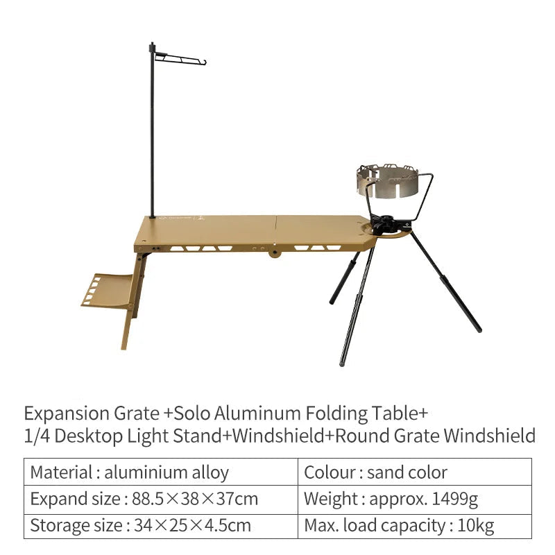 Camping Folding Table Aluminum Alloy Lightweight Portable Outdoor Table - Sand