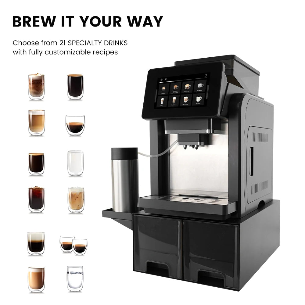 Coffee Machine 1400W Automatic Espresso Maker with 1kg Bean Hopper Touch Control – Black