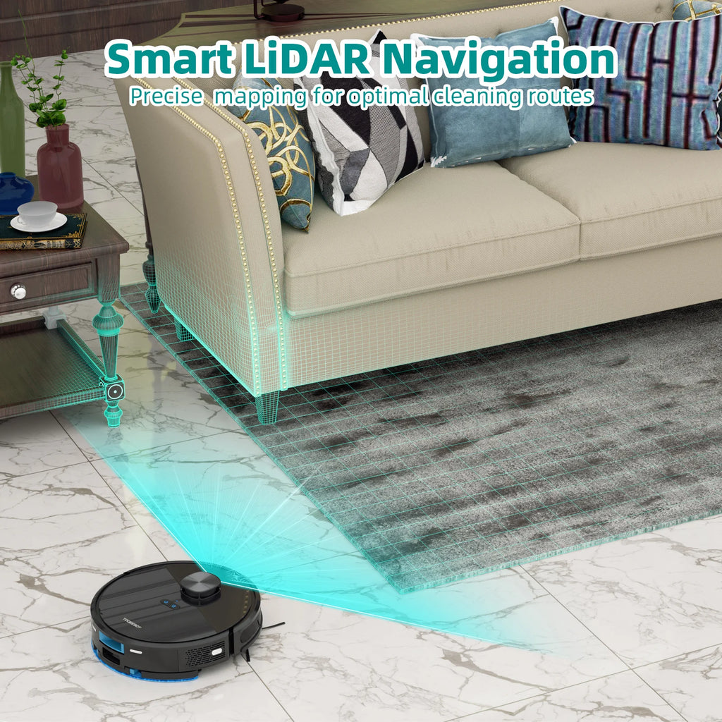 Robot Vacuum Cleaner 4500Pa LiDAR Navigation Self-Emptying Vacuum Mop with 2.5L Dust Station WiFi App Control Alexa