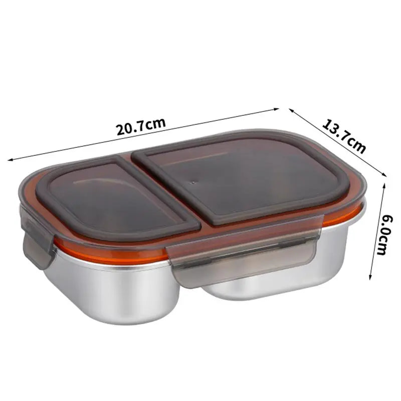 304 Stainless Steel Lunch Box 2 Compartment Leakproof Microwave Safe Bento Box with Lid – Black