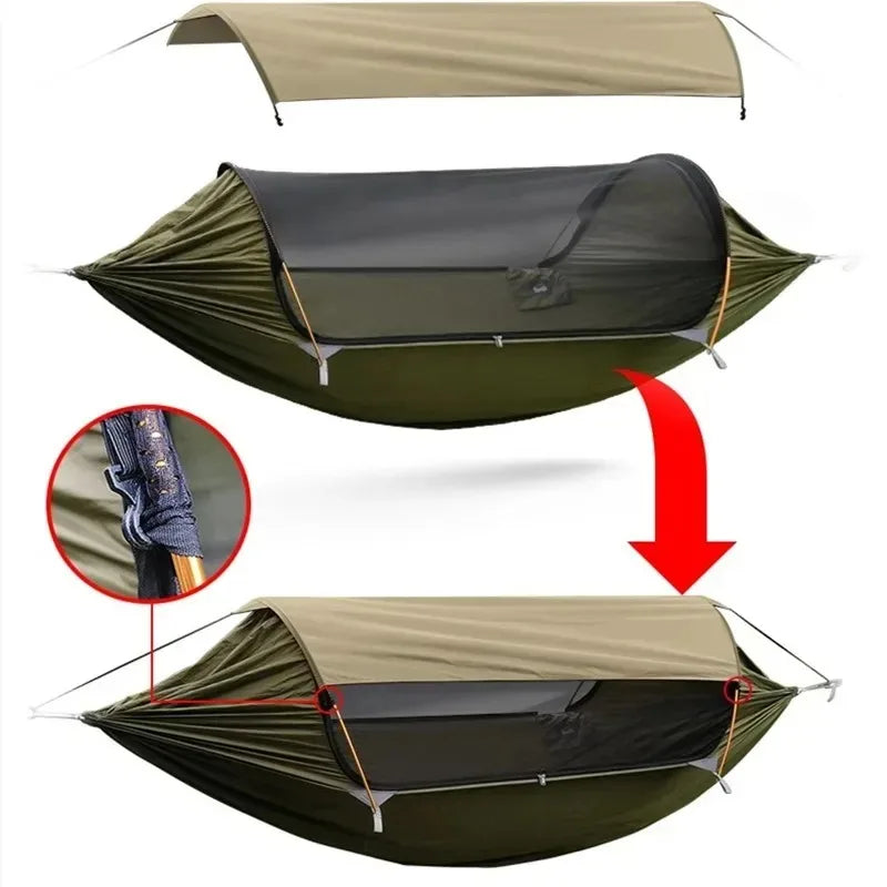 Camping Hammock with Mosquito Net Waterproof Canopy Double Person - Blue