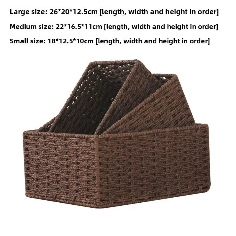 3 Piece Wicker Storage Basket Set Nesting Shelf Organizers for Bathroom Kitchen Closet Home Storage – Beige