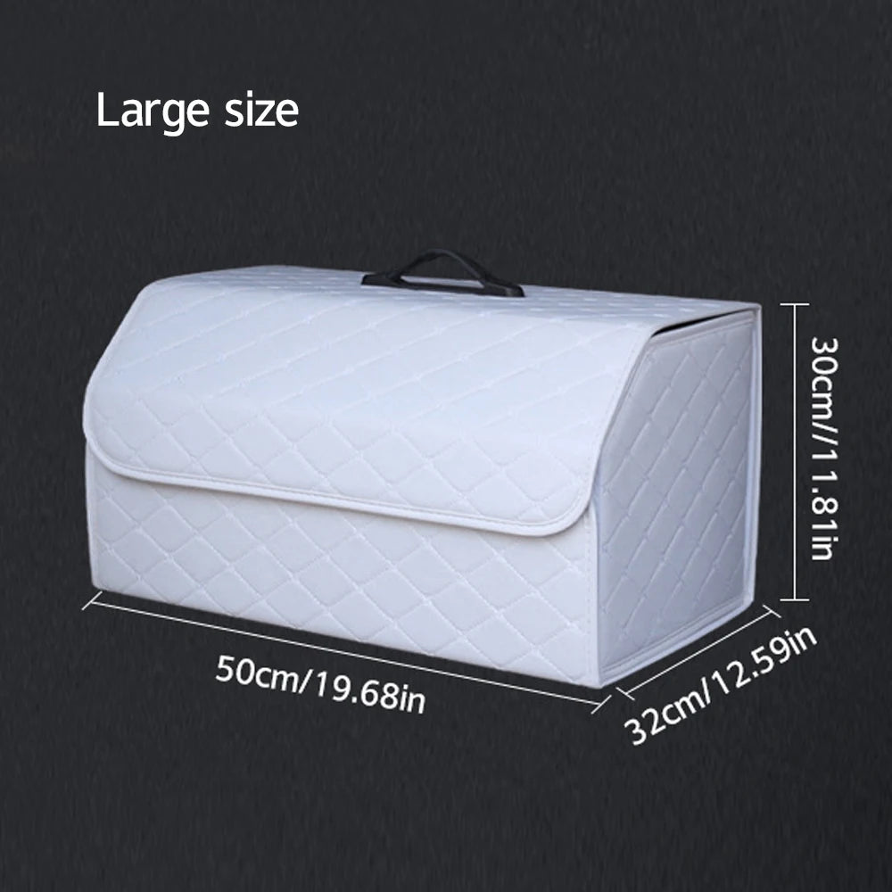 Car Trunk Organizer Box 50cm Foldable Waterproof PU Leather Storage Case Large Capacity