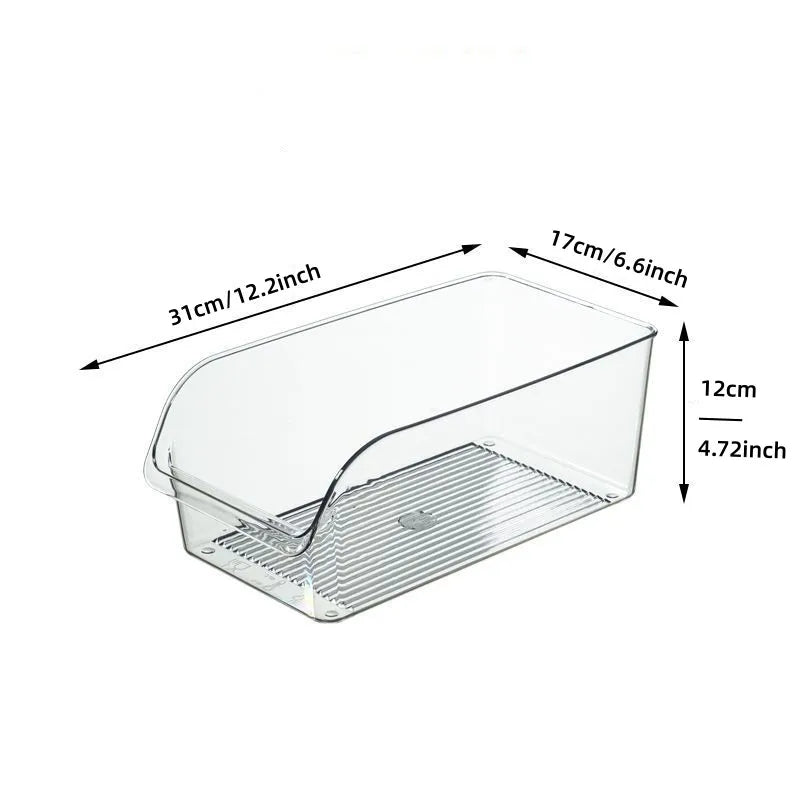 Fridge Organiser Bin 31 cm PET Food Storage Container with Handles - Clear