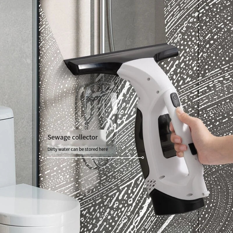 Multifunctional Electric Cordless Window Cleaner – White – Rechargeable Portable Glass Cleaning Tool - With handle