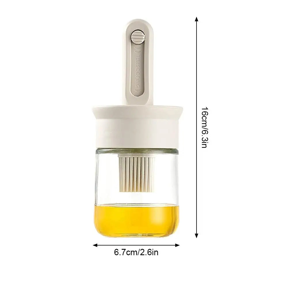 Oil Dispenser Bottle with Silicone Brush BPA-Free Heat Resistant Basting Bottle for Cooking BBQ and Baking – White