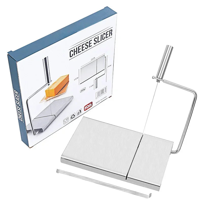 Stainless Steel Cheese Slicer with Measurement Board Wire Cutter for Cheese Butter and Sausage