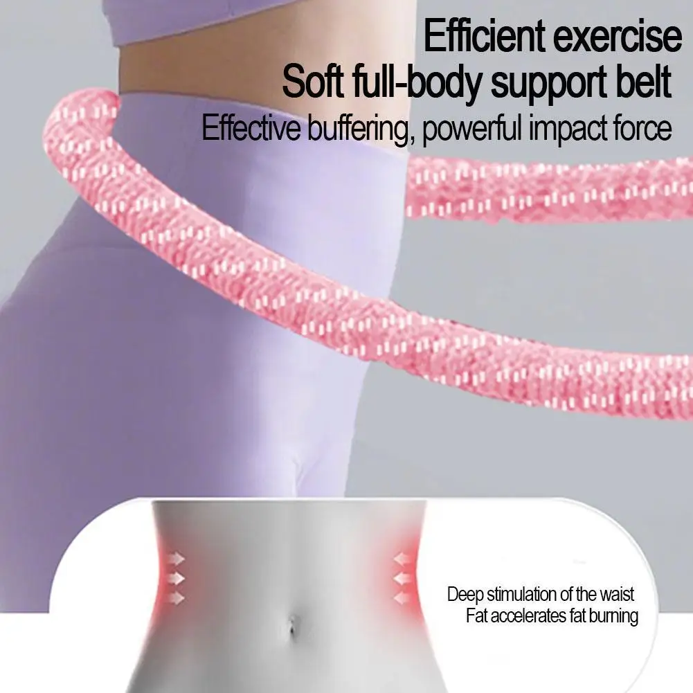 Weighted Fitness Circle Soft Spring Portable Hula Hoop 1.3kg Waist Training Exercise Ring - Pink