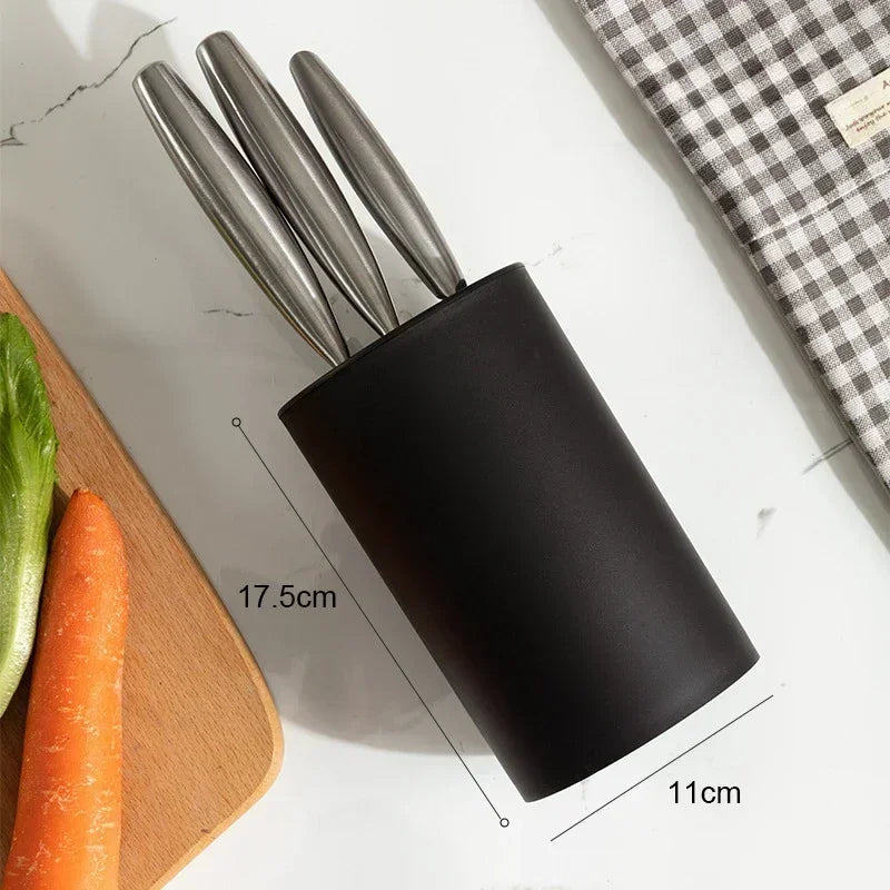 Universal Knife Block Holder Kitchen Knife Storage Stand with Removable Bristle Insert – Black
