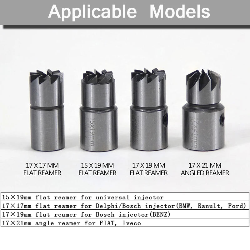 Heavy Duty 5 Piece Diesel Injector Seat Cutter Tool Kit with Flat & Angled Reamers 15-21mm