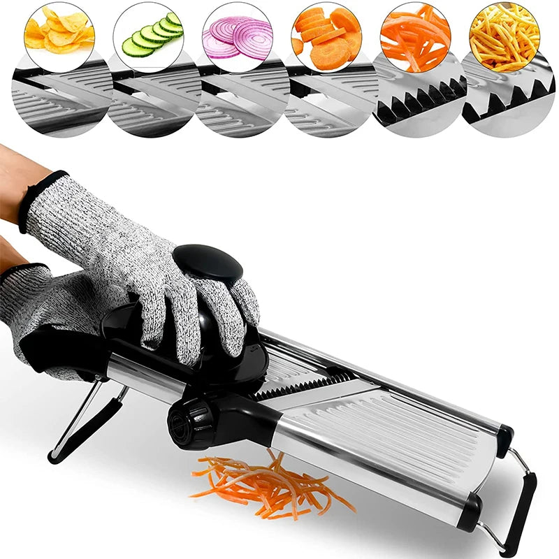 Adjustable Mandoline Slicer Stainless Steel Vegetable Cutter for Fruits and Veggies