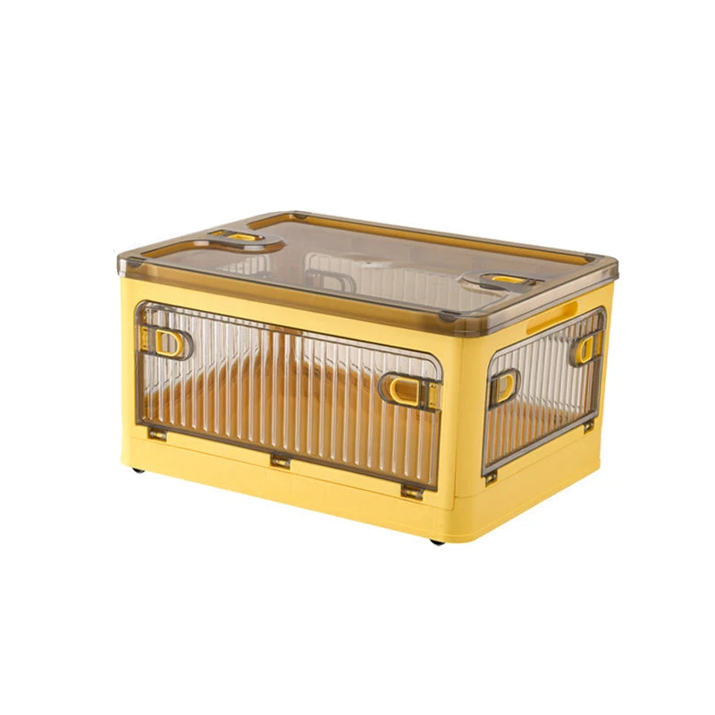 Storage Box 18L Foldable Transparent Organizer Bin with Multi-Access Opening - Yellow