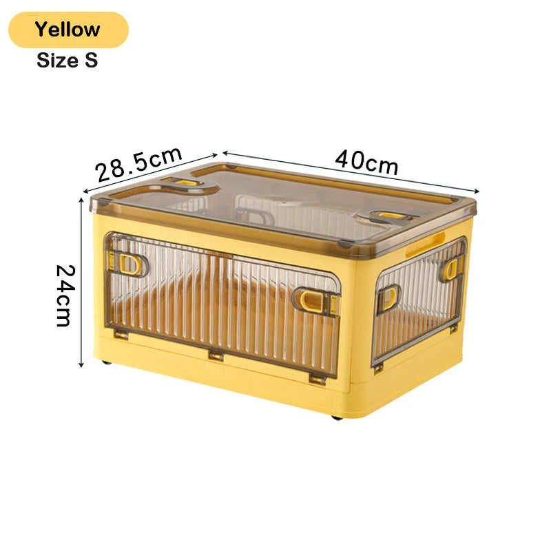 Storage Box 18L Foldable Transparent Organizer Bin with Multi-Access Opening - Yellow