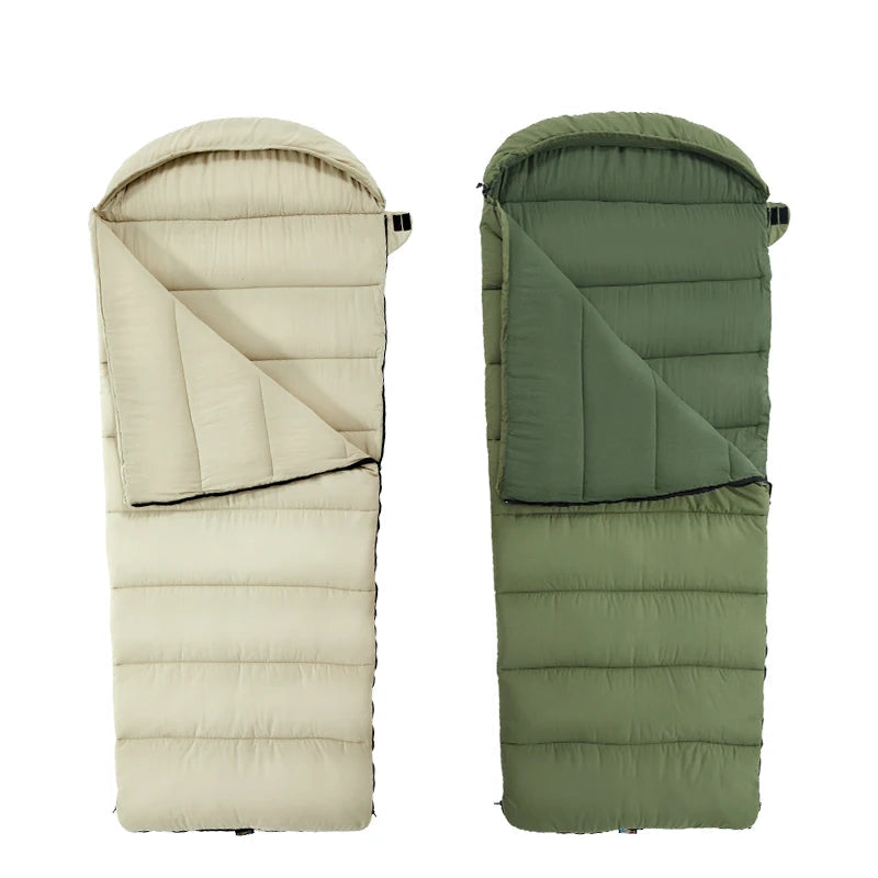 Sleeping Bag Portable Outdoor Camping Quilt Envelope Style Warm - Green