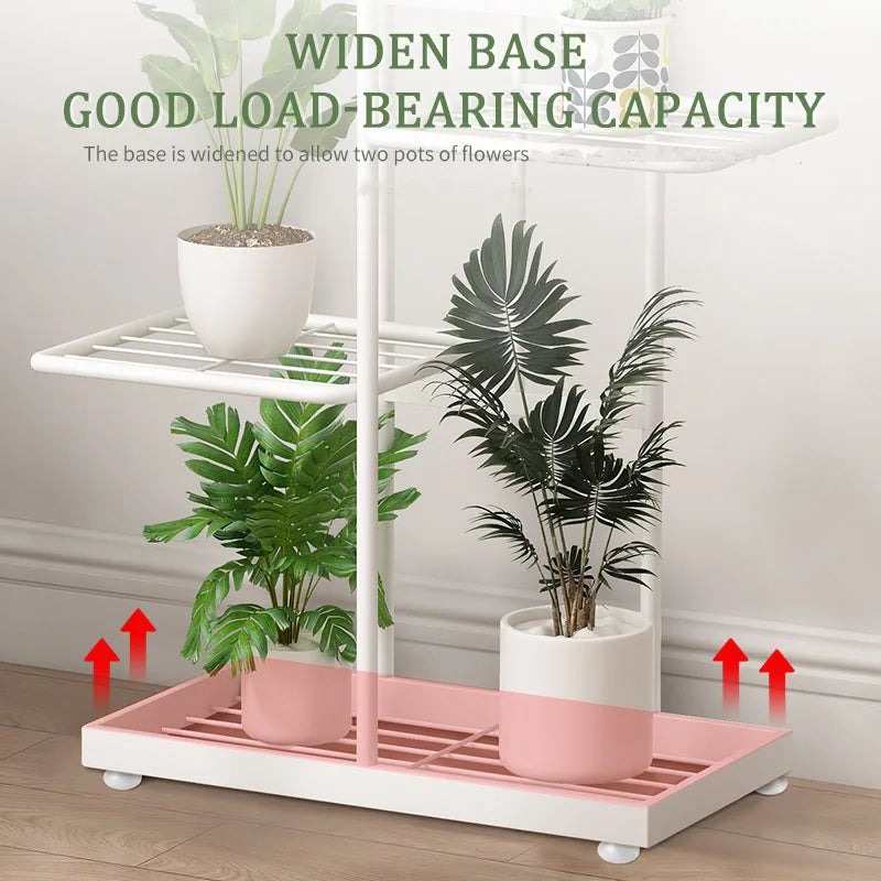 Plant Stand 6 Tier Metal Flower Pot Rack Indoor Outdoor Multi-Layer Plant Holder Storage Shelf - White