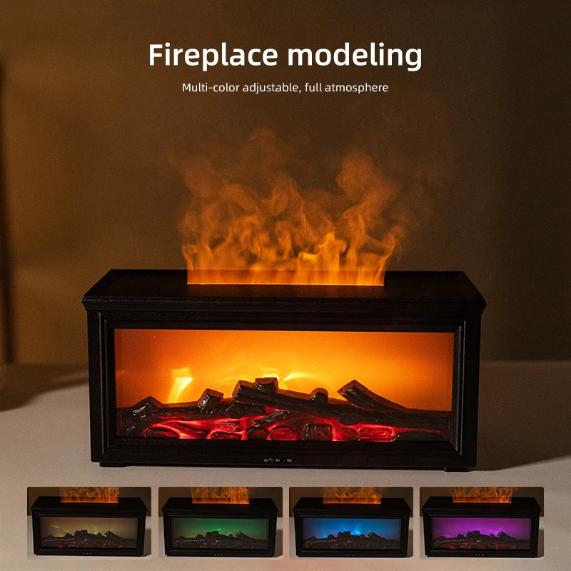 Flame Aroma Diffuser 7 Colour LED Essential Oil Humidifier Fireplace Mist Machine – White
