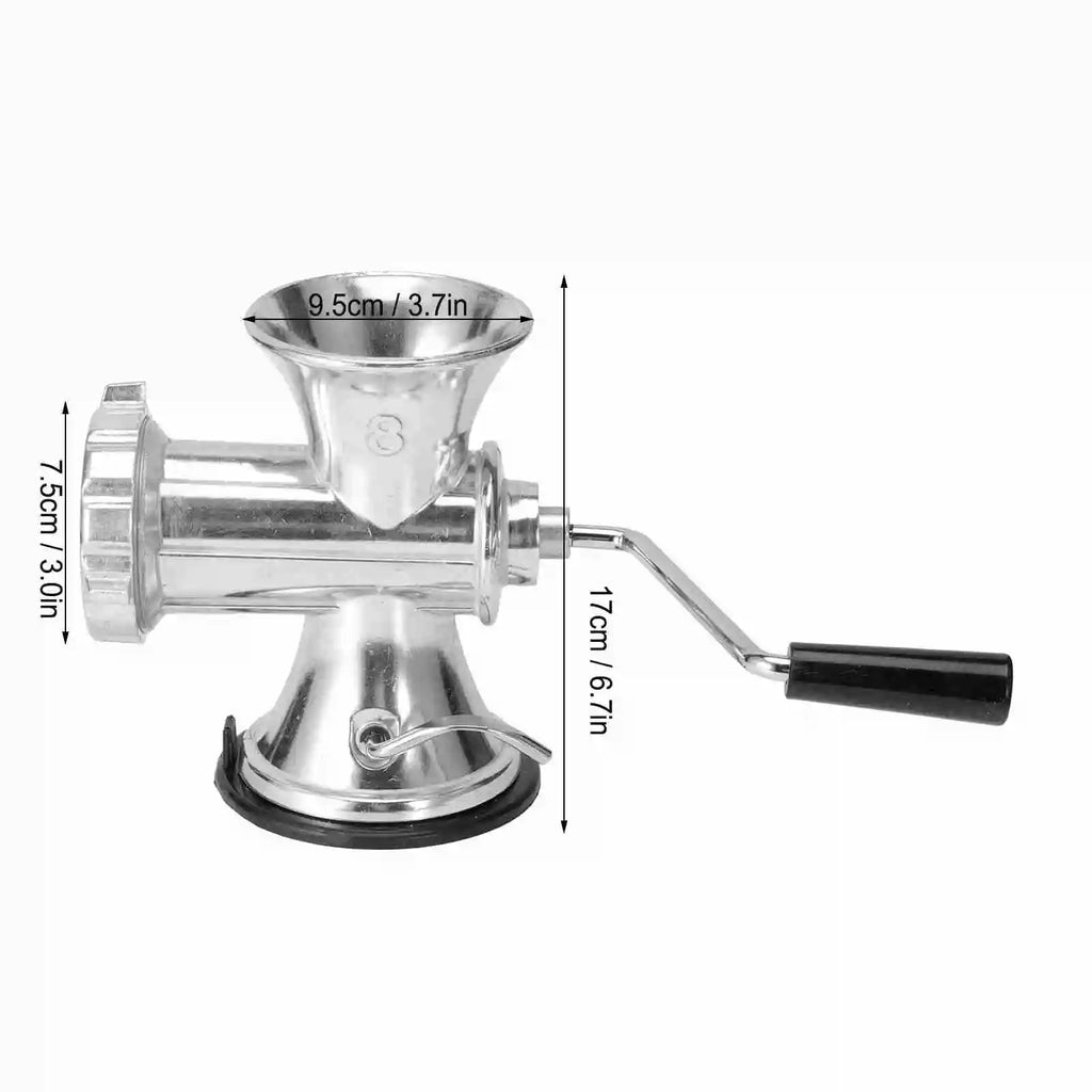 Manual Meat Grinder Aluminum Alloy Kitchen Mincer with Suction Base – Silver