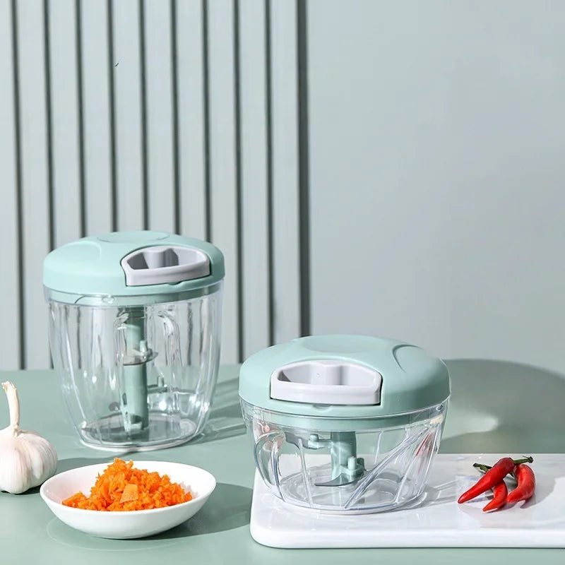 Manual Meat Mincer 900mL Hand Pull Food Chopper Garlic Vegetable Onion Grinder – Blue