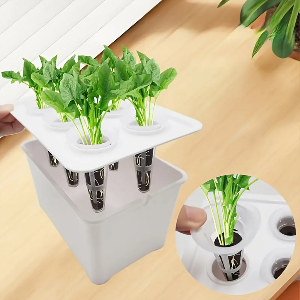 4Pcs Hydroponic Grower Box With Lid PP Indoor Planting Container - Black