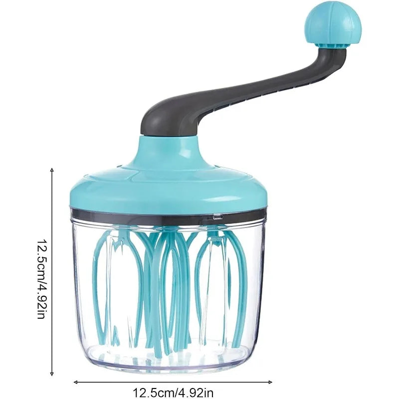 Manual Hand Crank Egg Beater Food Mixer Cream Whisk with Non-Slip Base – Green