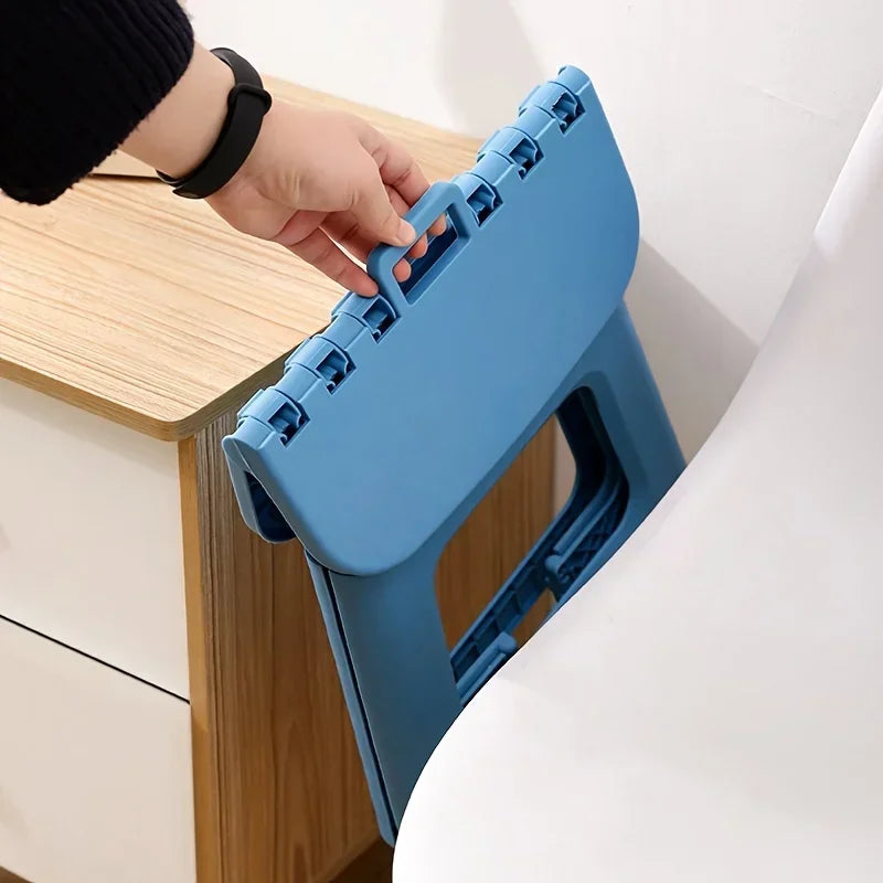 Foldable Plastic Stool Portable Lightweight Bathroom Camping Seat - Blue