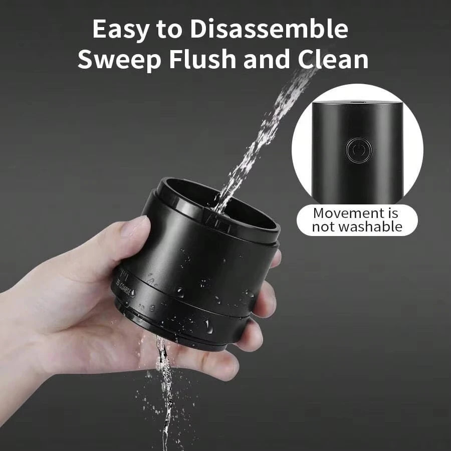 Coffee Grinder Portable Electric Bean Grinder USB Rechargeable 1500mAh Adjustable Ceramic Burr - Black