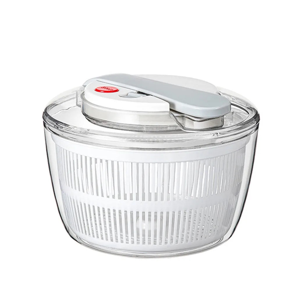 Vegetable Salad Spinner 3L Press Type Lettuce Dryer Fruit and Vegetable Dehydrator – White