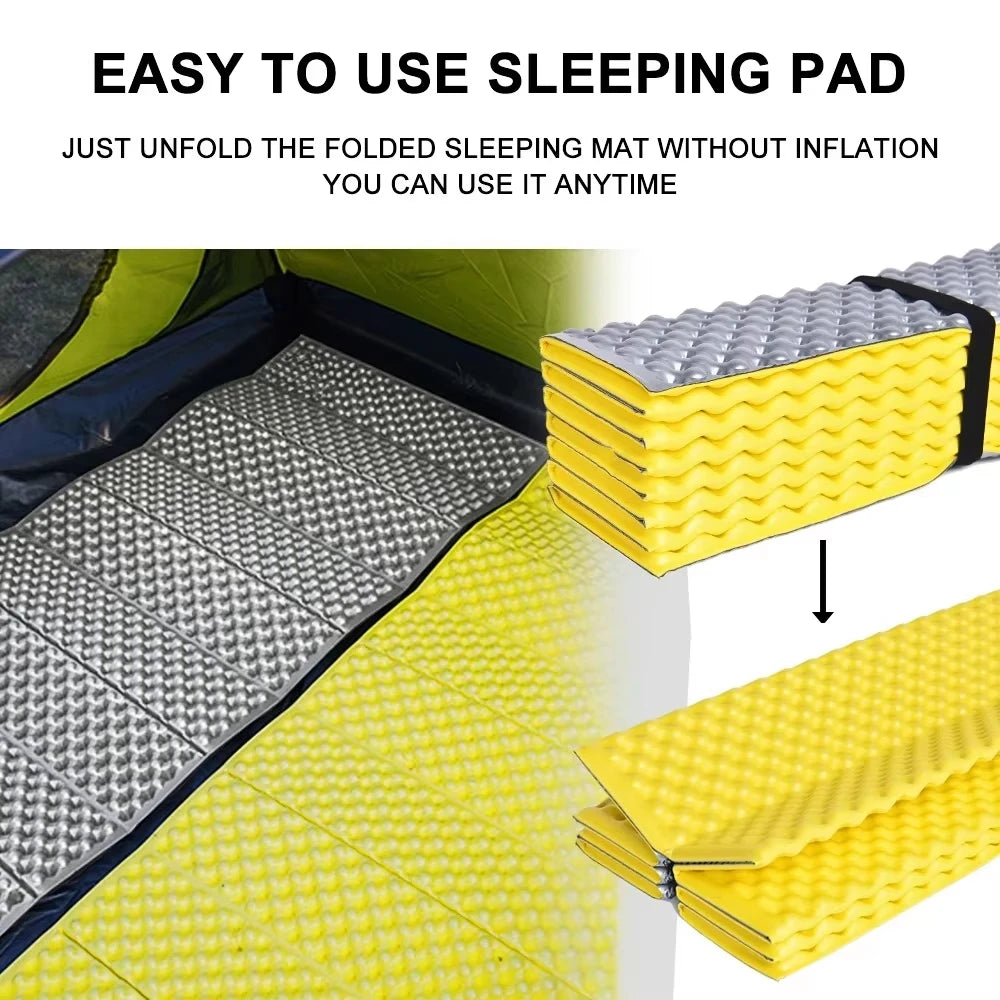 Ultralight Folding Sleeping Mat 2cm Egg Crate Foam Camping Pad with Aluminium Foil Insulation – Orange