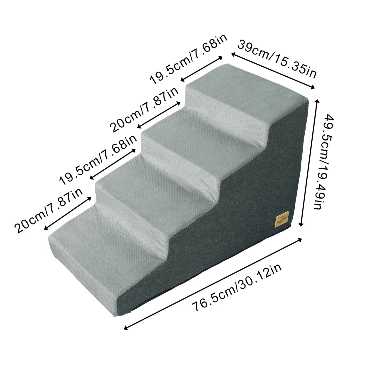 4 Step Non-Slip Dog Stairs Ramp with Washable Cover Soft Foam Pet Steps for Sofa Bed and Couch – Grey